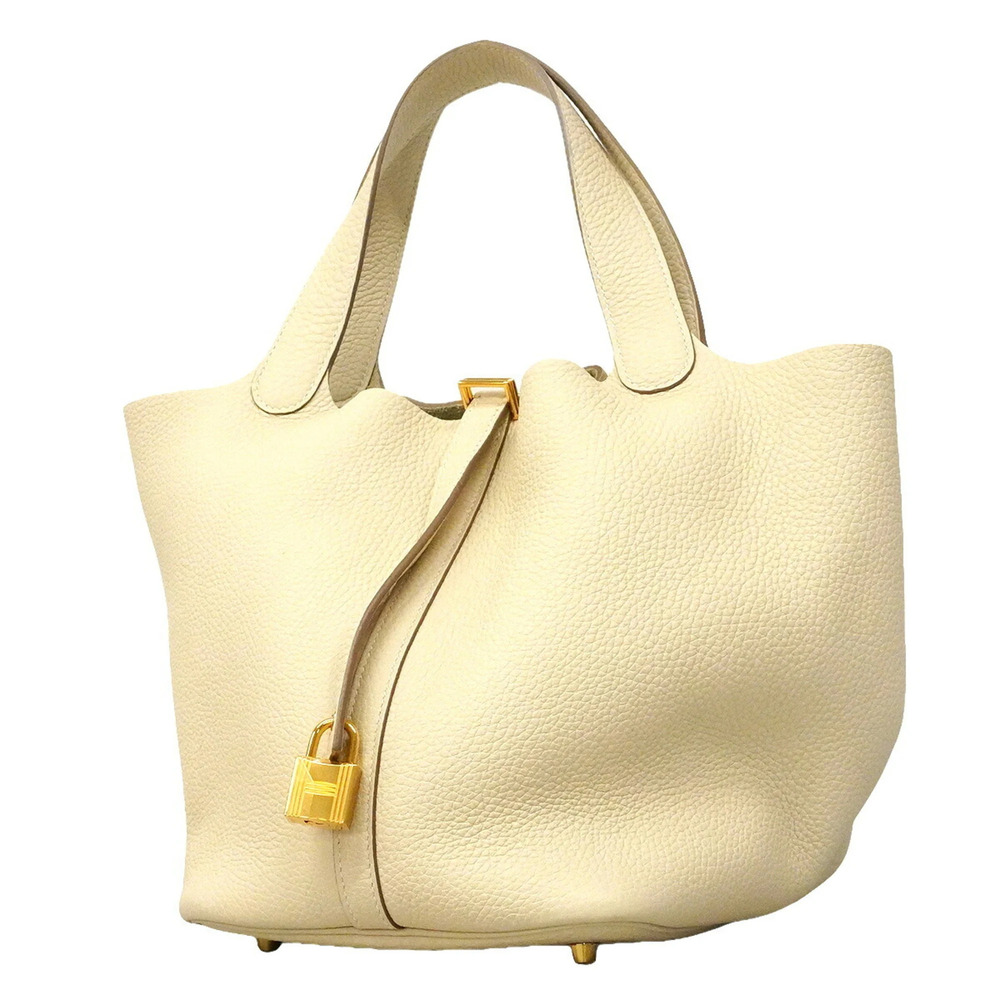 Hermes Picotin Lock MM handbag, Taurillon Clemence leather, Craie, Z stamp, w...